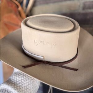 Boston Hats Original Western Hat | Tan & Taupe Stiff Straw | Ranch Rodeo